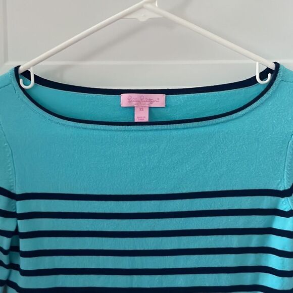 Lilly Pulitzer Aqua Striped Long Sleeve Top - Picture 2 of 5